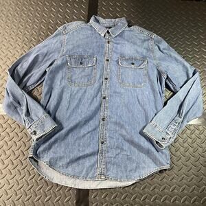 GAP Denim Shirt Mens Large Blue Standard Fit Long Sleeve Button Down Pockets